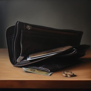 An empty wallet to symbolize the financial burden of default divorce