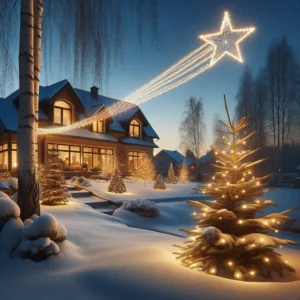 Outdoor shooting star christmas lights illustration