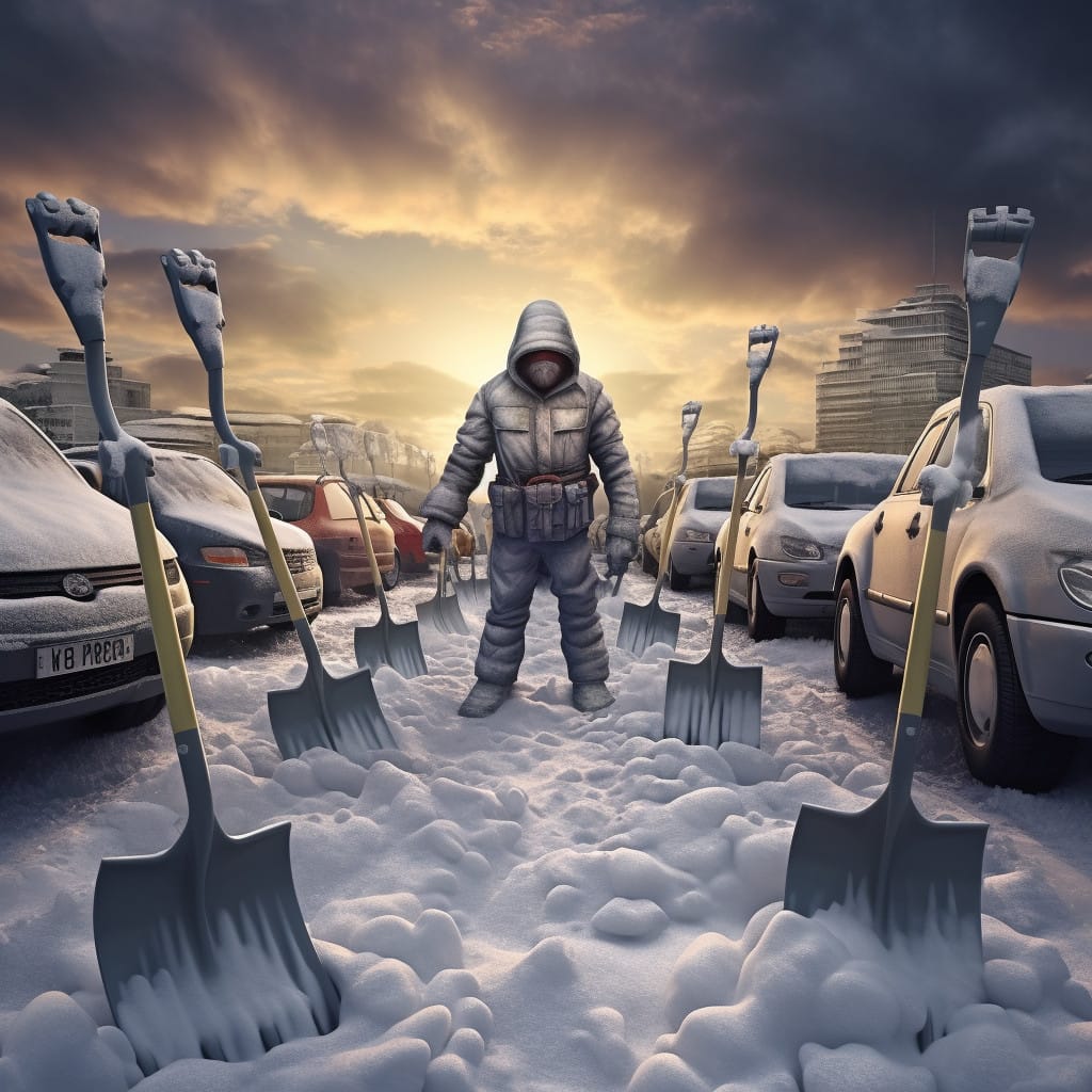 Snow shoveling parking space battlefield