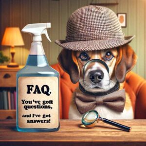 Dog detective for FAQ section of Pet safe Homemade cleaners 